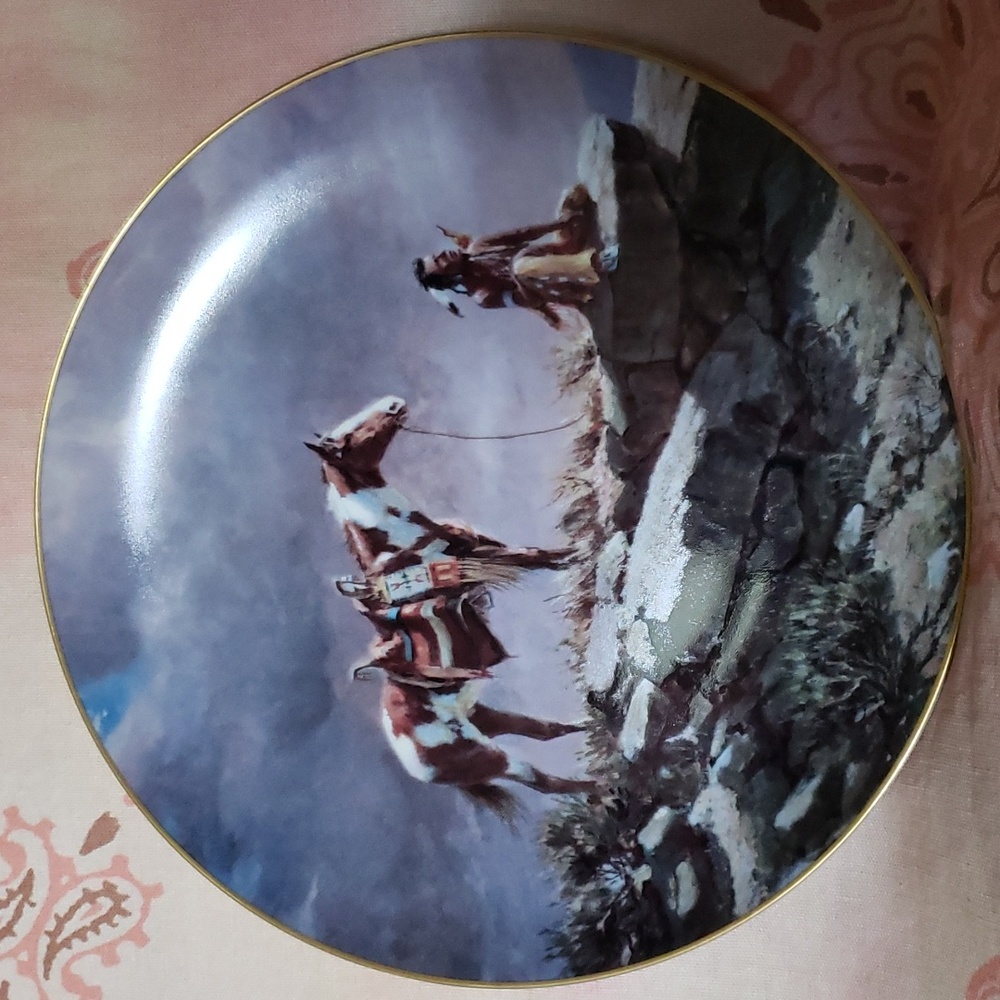 Buffalo Scout Painting by Olaf Wieghorst  Plate Horse Native American Tribal